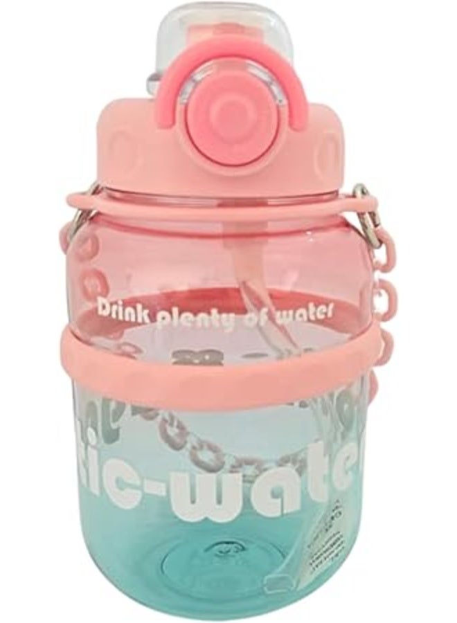 MINIIMODZ Kids Chain Design Handle Water Bottle with Straw | 700 ml water bottle Best for School, Walks & Picnics - Image 1